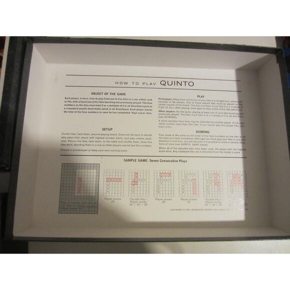 Vintage 1964 Quinto Board Game 3M Bookshelf Series Strategy Math Game - Picture 6 of 7